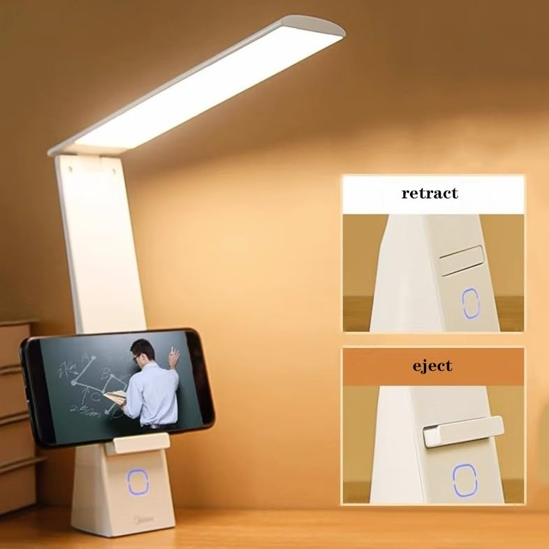 Lampe de bureau LED pliable et rechargeable avec support téléphone - 6