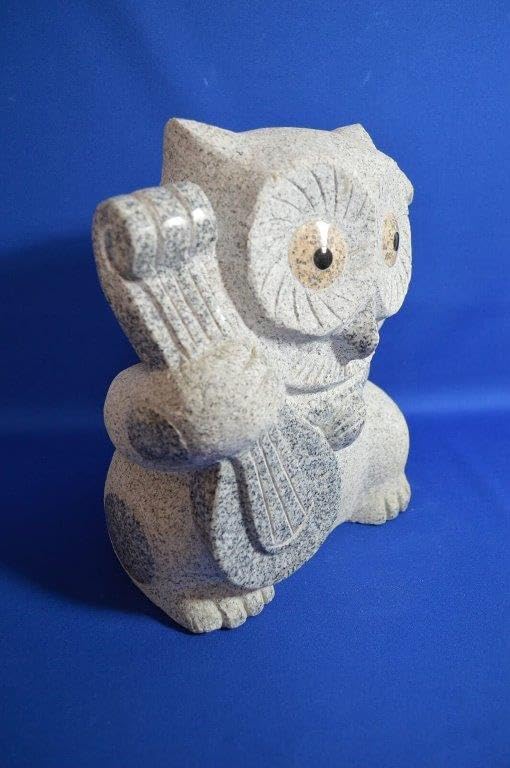 【新品】招きふくろう・弁財天　高さ24㎝／石像　石材　置物　フクロウ　七福神 Amazon.co.jp: 招きふくろう弁財天 高さ24㎝／石像 石材 置物
