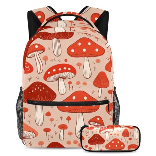 Cartables durables pour étudiants sac de jour motif champignon rouge 2pcs