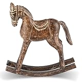 Novabright Resin Rocking Horse Ornament Vintage Rocking Horse Resin Figurine for Home Decor Bookshelf Decoration Baby Shower Fireplace Mantle Display