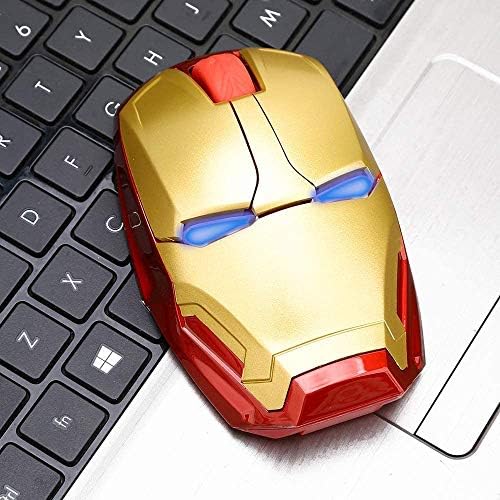 Ergonomic Wireless Mouse Cool Iron Man Mouse 2.4 G Portable Mobile Computer Click Silent Mouse Optical Mice with USB Receiver, Multi-Color Choosing for Notebook PC Laptop Computer Mac Book (Gold)