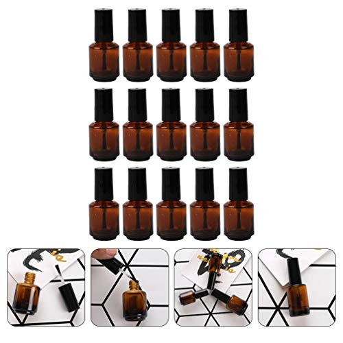 15pcs Empty Nail Polish Bottle Glass Brush Bottles Empty Nail Polish Vials Glass Bottles with Brush Glass Nail Polish Bottles Touch up Bottles Premium Nail Polish Bottles - Thumbnail 2