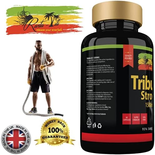 Tribulus Terrestris Strong Capsules Maximum Safe 95 Saponins With High Potency 1500 Mg Per Tablet Muscle Growth Mass Strength Stamina Supplements For Men Made In The Uk