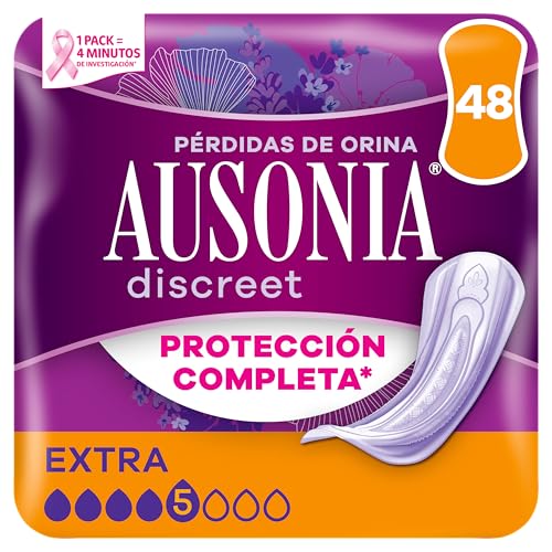 Ausonia Discreet Extra, 48 Compresas Incontinencia Mujer para Pérdidas de Orina, Protección Completa, Discreción Increíble