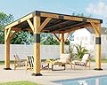 Jocisland 10' x 12' Cedar Wood Gazebo with Sloped Galvanized Steel Roof, Hardtop Gazebo Pavilion with Durable, Rot-Resistant Construction, Permanent Outdoor Pergola for Backyard, Garden & Deck