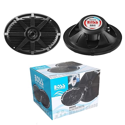Kit Set para Boss Audio Systems MR692B 2 Altavoces Marinos ovalados de 2 vías, Negro 6 x 9 15 x 23 cm 175 vatios rms 350 vatios máx. 4 ohmios Impermeable mar Piscina Barco Hotel, por par