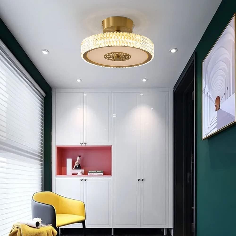 Modern LED Flush Mount Ceiling Light - Brass Mini Fixture for Indoor Use and Laundry Room