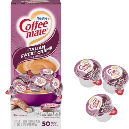 Italian Sweet Cream Liquid Coffee Creamer Singles, 50 Creamers Si...
