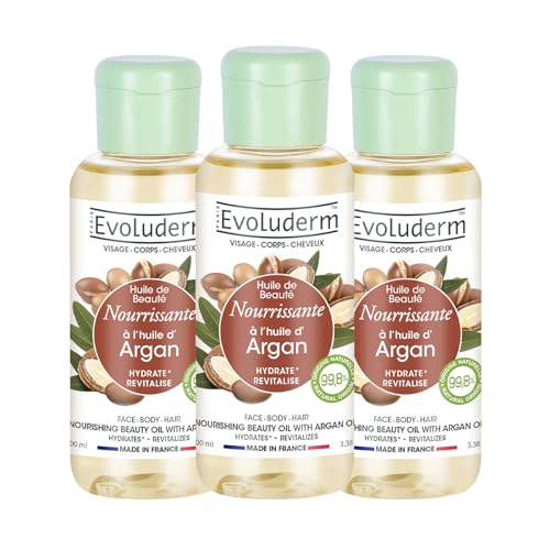 Huile nourrissante EVOLUDERM Argan formule naturelle 99,8% pour sublimer le corps et les cheveux