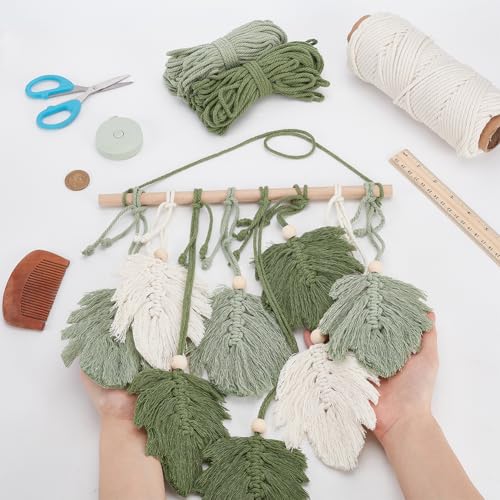 ORIGACH Kit de tapeçaria de macramê monstera, faça você mesmo, boêmio, folha de macramê, kit de tape