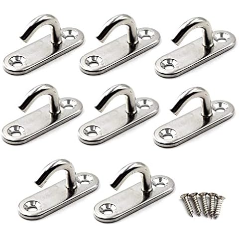 M5 Wall Mount Ceiling Hook Heavy Duty 304 Stainless Steel Pad Eye Plate for Yoga Swing Boat Rigging Marine Deck Hardware (8 Pieces) Cover