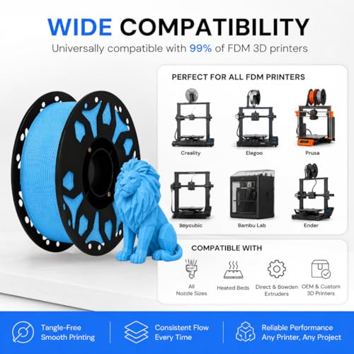Image of FILAMONT PLA+ 3D Printer Filament 1.75mm, High Strength & Low Warp Printing Material, Dimensional Accuracy ±0.02mm, Vacuum Sealed with Desiccant, 1kg Spool (Sky Blue)