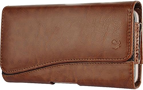 Galaxy S8 Plus , Galaxy S7 EDGE , GALAXY S6 EDGE PLUS , GALAXY NOTE 8 , NOTE 5 , NOTE 4 , NOTE 3 , NOTE 2 ~ EXTRA LARGE Horizontal PU Leather Pouch Carrying Case Holster Belt Clip and Magnetic Closure - Brown 2
