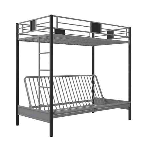 full over desk bunk beds - DHP Silver Screen Metal Bunk Bed with Ladder, Black, Twin