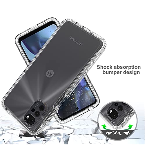 XINYEXIN Transparent Case for Motorola Moto G22 / Moto E32 / E32S Military Shockproof Crystal Clear Case with Bumper Gradient Design Full Body Protection Armor Cover - Image 4