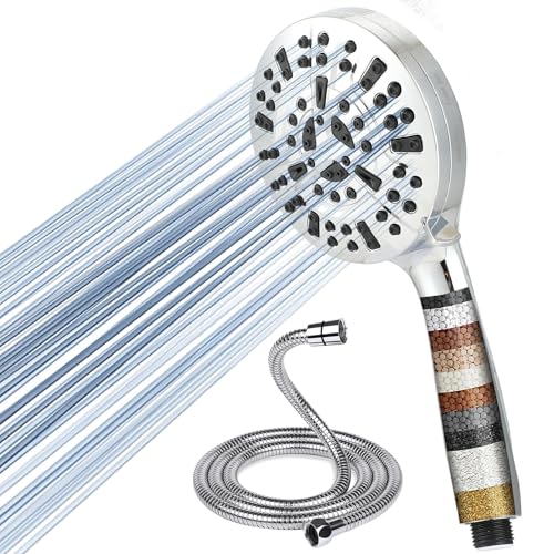 Duschkopf - Duschkopf Mit Schlauch - ABS-Kunststoff - Mit Filterfunktion und 10 Strahlarten, Hoher Wasserdruck und Wasserersparnis, Ideal für Badezimmer und Haushaltsgebrauch