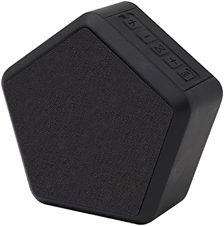 Altoparlante Bluetooth portatile Origaudio Hive, una penna neratagaltoparlante dalla forma rotonda con pulsanti di controllo su un lato.