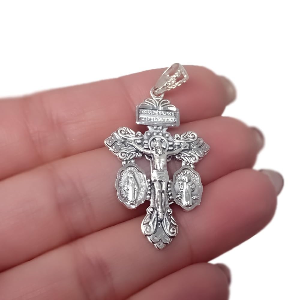 Cruz del Perdón Colgante Plata Ley 925m maciza 36mm. JESÚS DE NAZARET REY DE LOS JUDÍOS