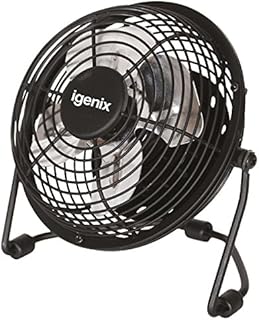 Igenix DF0004 USB Desk Fan, 4 Inch, Quiet Operation, Adjustable Tilt, Personal Mini Fan, Powered by PC/Laptop/MacBook/Adaptor, Black