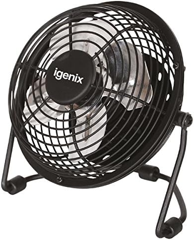 Igenix DF0004 USB Desk Fan, 4 Inch, Quiet Operation, Adjustable Tilt, Personal Mini Fan, Powered by PC/Laptop/MacBook/Adaptor, Black