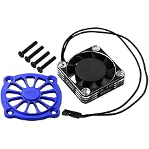 Aluminum 7075 Alloy Motor Heatsink with Metal Frame Cooling Fan and Protective Cover for Arrma 1/10 Gorgon 4X2 Mega 550 Brushed Monster Truck-ARA3230 Upgrades - Blue