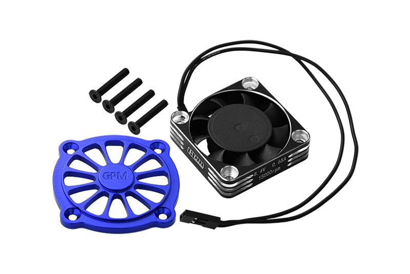 Aluminum 7075 Alloy Motor Heatsink with Metal Frame Cooling Fan and Protective Cover for Arrma 1/10 Gorgon 4X2 Mega 550 Brushed Monster Truck-ARA3230 Upgrades - Blue