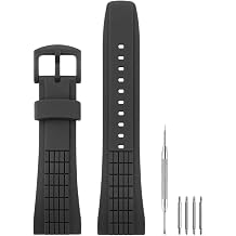 Compatible with Seiko Watch 26mm Band, Soft Silicone Rubber Replacement Strap for Seiko Watch Velatura Series SRH006 SPC007, Black