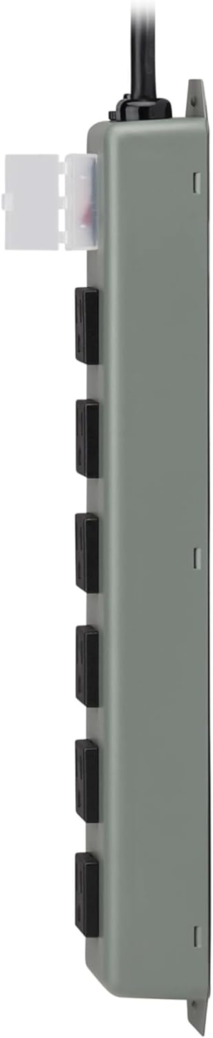 Eaton Tripp Lite Series 6-Outlet Heavy Duty Power Strip, Metal, Mountable (Wall Mount & Under Desk), 6ft Extension Cord, On/Off Switch Cover, Industrial Garage Shop Work Bench Applications (6SP)