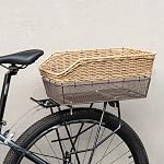 CXWXC Rear Bike Basket - Large Bicycle Rear Basket with Cargo Net and Waterproof Cover, Hand-Woven Baskets Rear Large Capacity