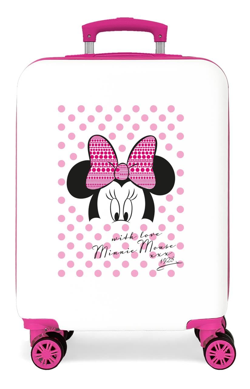 Joumma Disney Mickey & Minnie Luggage Walizka kabinowa biała 38 x 55 x 20 cm twarda ABS boczne zapięcie szyfrowe 34L 2,6 kg 4 podwójne koła bagaż podręczny