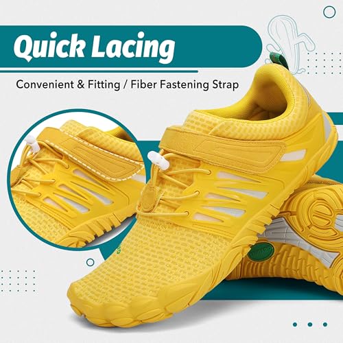 SAGUARO Barefoot Hombre Mujer Zapatillas de Trail Running Ligeras Cómodas Minimalistas Zapatos Descalzos, Amarillo 43 - imagen 4