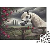 Cavallo Bianco Puzzle 1000 Pezzi Carta per Adulti Paesaggio Campestre Gioco di...
