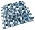 Glossy Blue and Blue Stone Random Brick Cubes Pattern Glass Mosaic Tiles for Bathroom and Kitchen Walls Kitchen Backsplashes