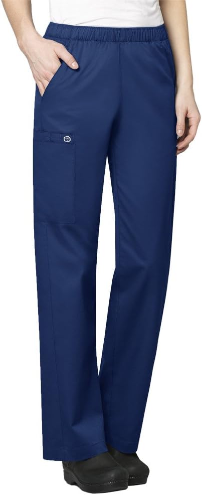WINK WonderWORK Women's Pull-On Cargo Scrub Pant, Navy, 2XS PET