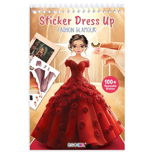 BSCOOL Sticker Dress up Books - Sticker Activity Book for Kids. Learn Girls Fashion Design with Stickers and Guides for Kids 5 and up. Little Designer Creativity Book. Stickers, Paper Dolls. - Glamour