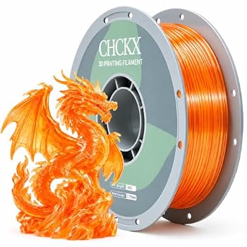 CHCKX PETG 3D Printer Filament 1.75mm, +/-0.02mm Tolerance, 1kg Spool(2.2lbs), for Most 3D Printers,Clear Orange