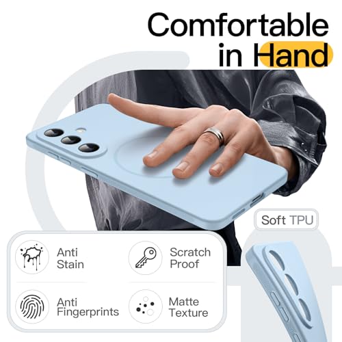 Image of JETech Slim Cover Case for Samsung Galaxy S26 Plus, Compatible with MagSafe, Anti-Slip Grip & Full Camera Lens Protection, Soft TPU Protective Phone Cover, Shockproof (Sky Blue)