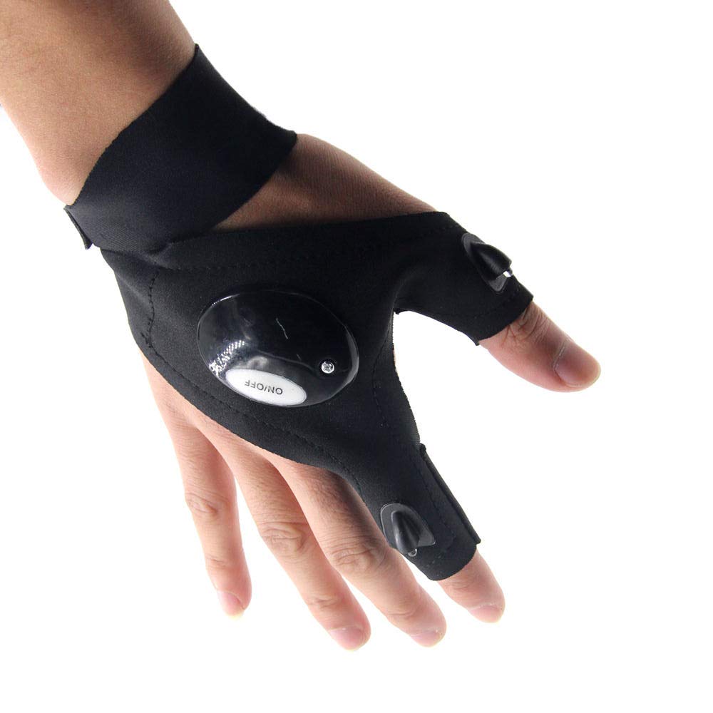 Futaba Fishing Strap Fingerless LED Glove Flashlight Torch - Left 4