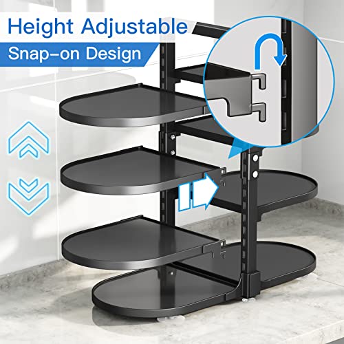 Pot And Pan Organizer For Cabinet, 8 Tier 21” Adjustable Cabinet Pan Organizer Rack Heavy Duty Pot Rack For Kitchen Storage, Snap-On Pot Pan Organizer With Panels For Stockpot And Steamer (Round) #TOP1