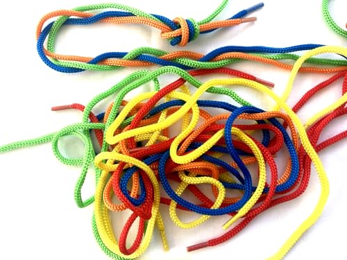 a2bsales Threading Laces Kids Shoe Lacing Beads Buttons Educational Motor Skills Learning Aid - 5 Colours 75cm x 4mm - 10 Pack