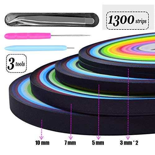 Enenes Quilling Paper 1300 Colorful Paper Strips With 3 Quilling Tools 26 Colors Art Paper Strips Set Of 4 Sizes For Crafts And Diy (1300 Colorful Paper Strips) #TOP1
