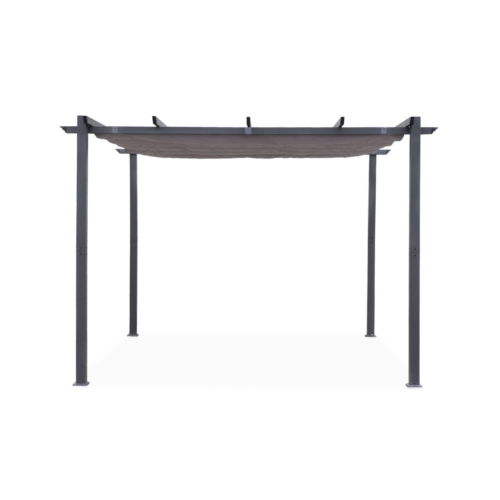 Alice's Garden - Pergola Aluminium - Isla 3x3m - Toile Grise - Tonnelle idéale pour Votre terrasse. Toit rétractable. Toile coulissante. Structure Aluminium