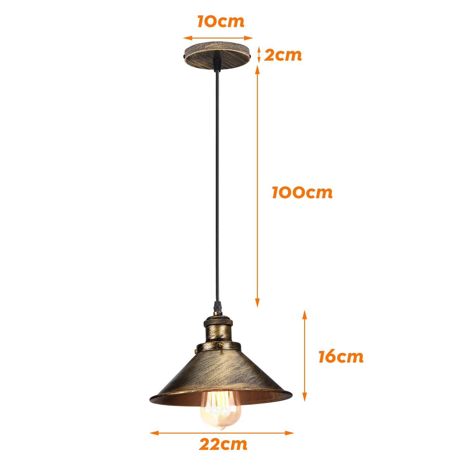 iDEGU Lot de 3 Suspension Luminaire Industriel Design Edison Luminaire Plafonnier E27 Lustre Suspension Rétro pour Salle à Manger Cuisine Salon, Ø 22cm (Bronze 3 Pack)