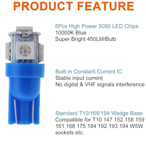 Kit de 4 lámparas LED para interior azul para Ford F-150 y F-250 miniatura 6