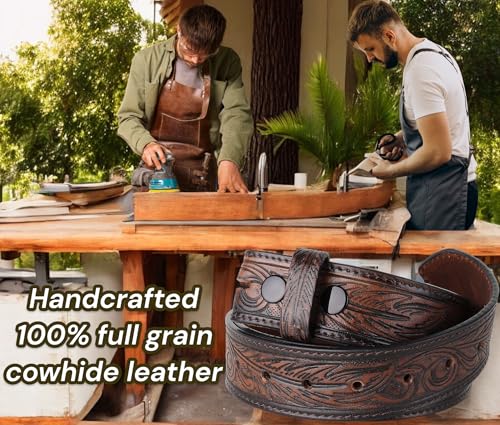 Image of F&L CLASSIC Western Belt without buckle for men - Full Grain Leather Cowboy Belts for jeans - One Piece Leather strap belt