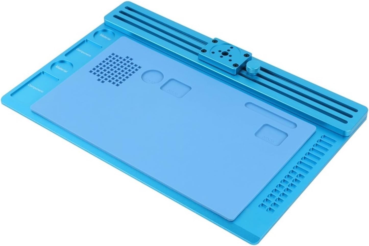 Aluminum Alloy Sliding Microscope Stand Base Maintenance Platform High Temperature Silicon Pad for PCB Solder Cell Phone Repair