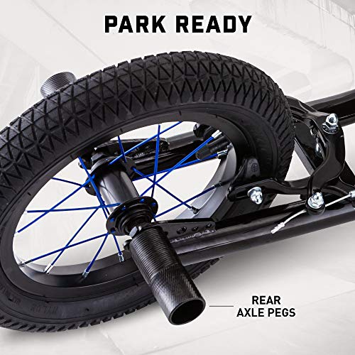 Mongoose Expo Youth Scooter, Front And Rear Caliper Brakes, Rear Axle Pegs, 12-Inch Inflatable Wheels, Black/Blue #TOP3