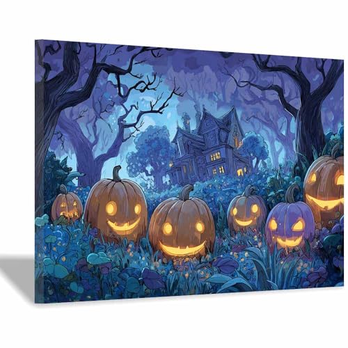 Buisson de citrouilles tableau halloween encadré pour masquer un mur vide sans effort