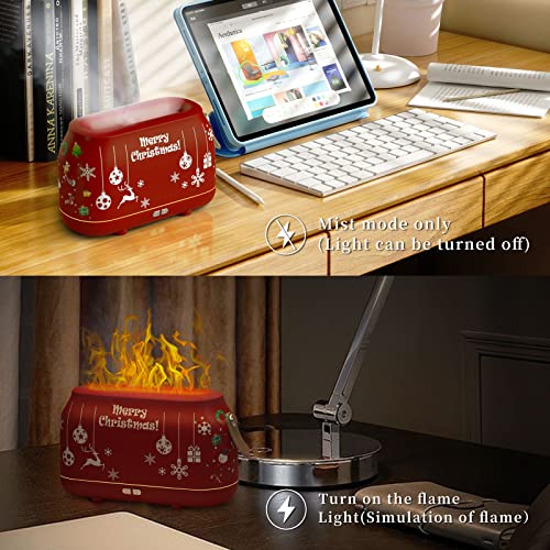Flame Diffuser Humidifier, 180Ml Essential Oil Diffuser With Flame Light, Ultrasonic Flame Humidifier With Waterless Auto Shut-Off, Aromatherapy Diffusers For Bedroom, Office, Yoga (Christmas Red) #TOP4