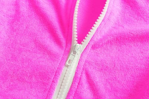Image of Girls Swim Cover Up Kids Swimsuit Coverup Terry Zip-Up Beach Bathing Suit Wraps with Sunglasses